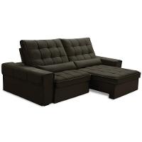 Sofá Retrátil Reclinável Para Sala 3 Lugares 210cm Nebrasca F04 Veludo Marrom Escuro - Lyam Decor - 5