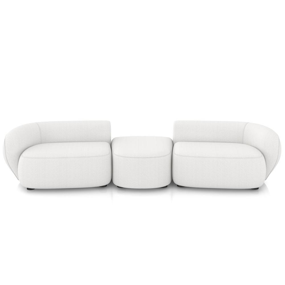 Sofá 3 Lugares Para Sala Living Orgânico Com Puff 302cm Luft P08 Bouclê Branco - Lyam Decor - 3