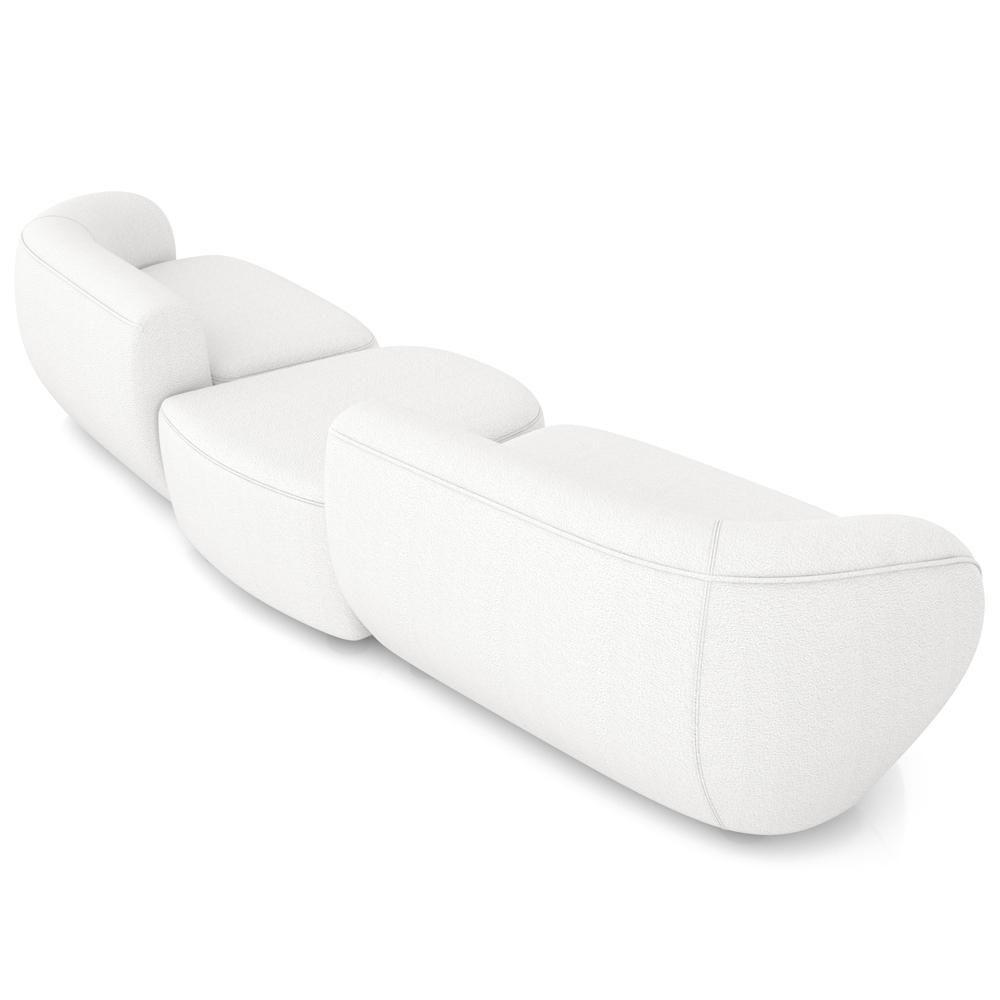 Sofá 3 Lugares Para Sala Living Orgânico Com Puff 302cm Luft P08 Bouclê Branco - Lyam Decor - 7