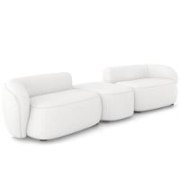 Sofá 3 Lugares Para Sala Living Orgânico Com Puff 302cm Luft P08 Bouclê Branco - Lyam Decor - 1