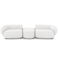 Sofá 3 Lugares Para Sala Living Orgânico Com Puff 302cm Luft P08 Bouclê Branco - Lyam Decor - 3