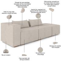 Sofá 3 Lugares Com Puff Para Sala Living 298cm Austin P08 Veludo Bege - Lyam Decor