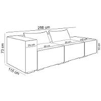Sofá 3 Lugares Com Puff Para Sala Living 298cm Austin P08 Veludo Bege - Lyam Decor - 5