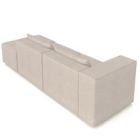 Sofá 3 Lugares Com Puff Para Sala Living 298cm Austin P08 Veludo Bege - Lyam Decor - 6