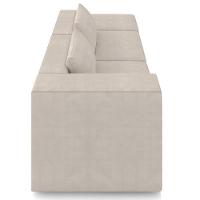 Sofá 3 Lugares Com Puff Para Sala Living 298cm Austin P08 Veludo Bege - Lyam Decor - 7