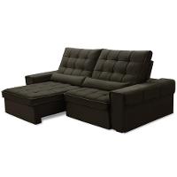 Sofá Retrátil Reclinável Para Sala 3 Lugares 230cm Nebrasca F04 Veludo Marrom Escuro - Lyam Decor - 1