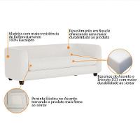 Sofá 3 Lugares Luxo Recepção Escritorio Sala Veneza 180cm Bouclé - Doce Sonho Móveis Branco - 5