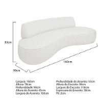 Sofá Curvo 2 Lugares Amsterdã 160cm Bouclé Branco - 3