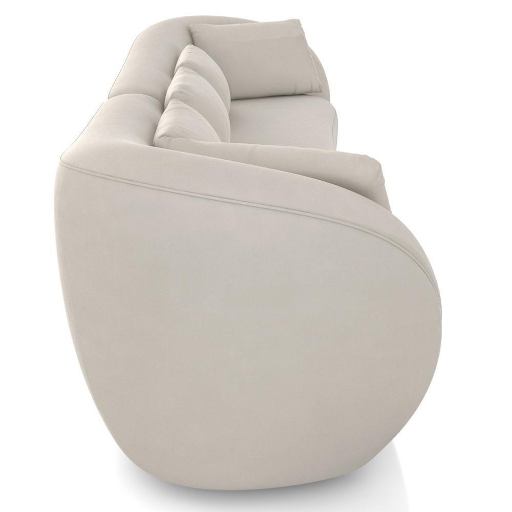 Sofá 3 Lugares Para Sala Living Orgânico 212cm Eça P08 Veludo Bege - Lyam Decor - 7