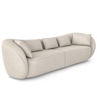 Sofá 3 Lugares Para Sala Living Orgânico 212cm Eça P08 Veludo Bege - Lyam Decor - 1