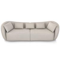 Sofá 3 Lugares Para Sala Living Orgânico 212cm Eça P08 Veludo Bege - Lyam Decor - 6