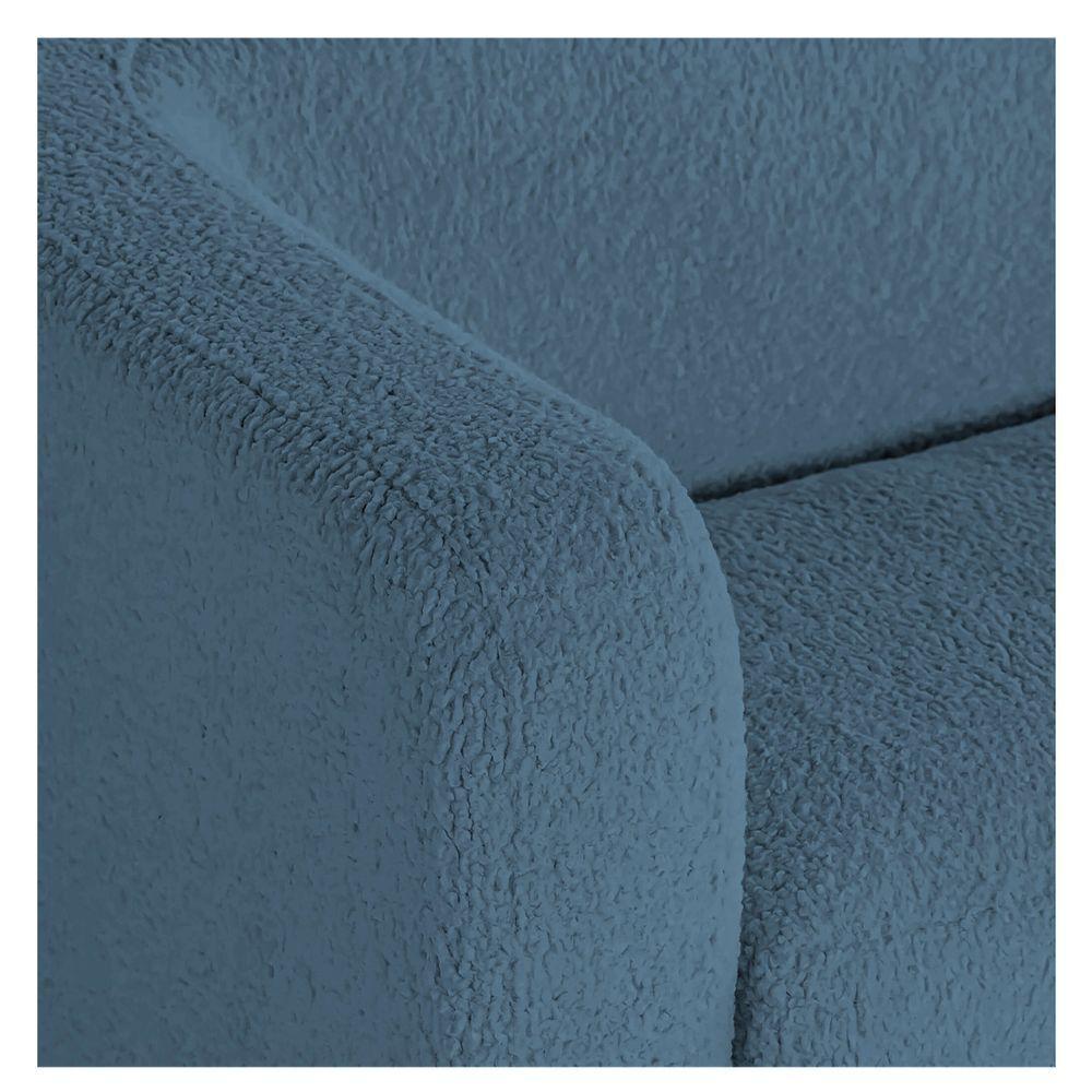 Sofá 3 Lugares Luxo Recepção Escritorio Sala Veneza 200cm Linho - Doce Sonho Móveis Azul Royal - 6