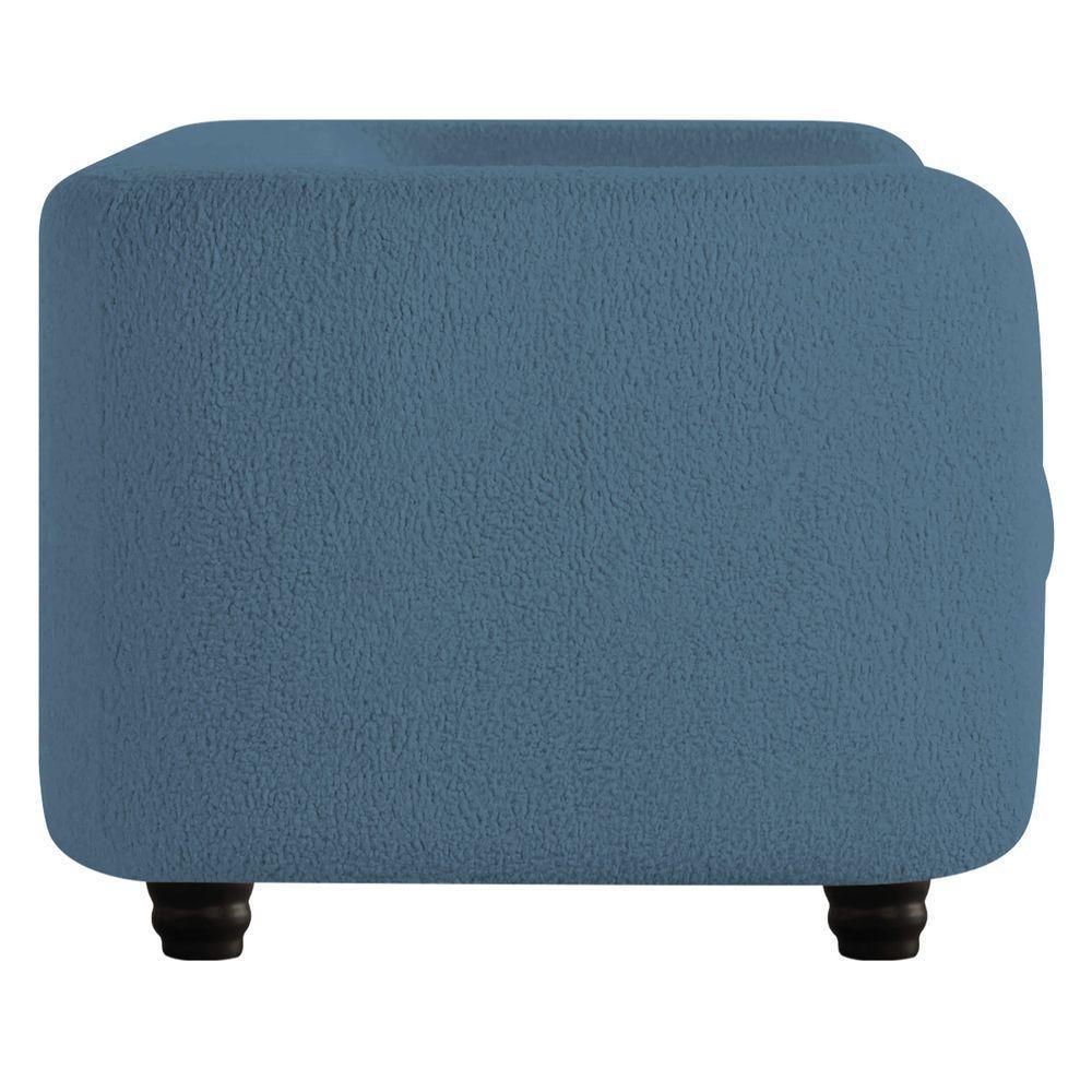 Sofá 3 Lugares Luxo Recepção Escritorio Sala Veneza 200cm Linho - Doce Sonho Móveis Azul Royal - 7