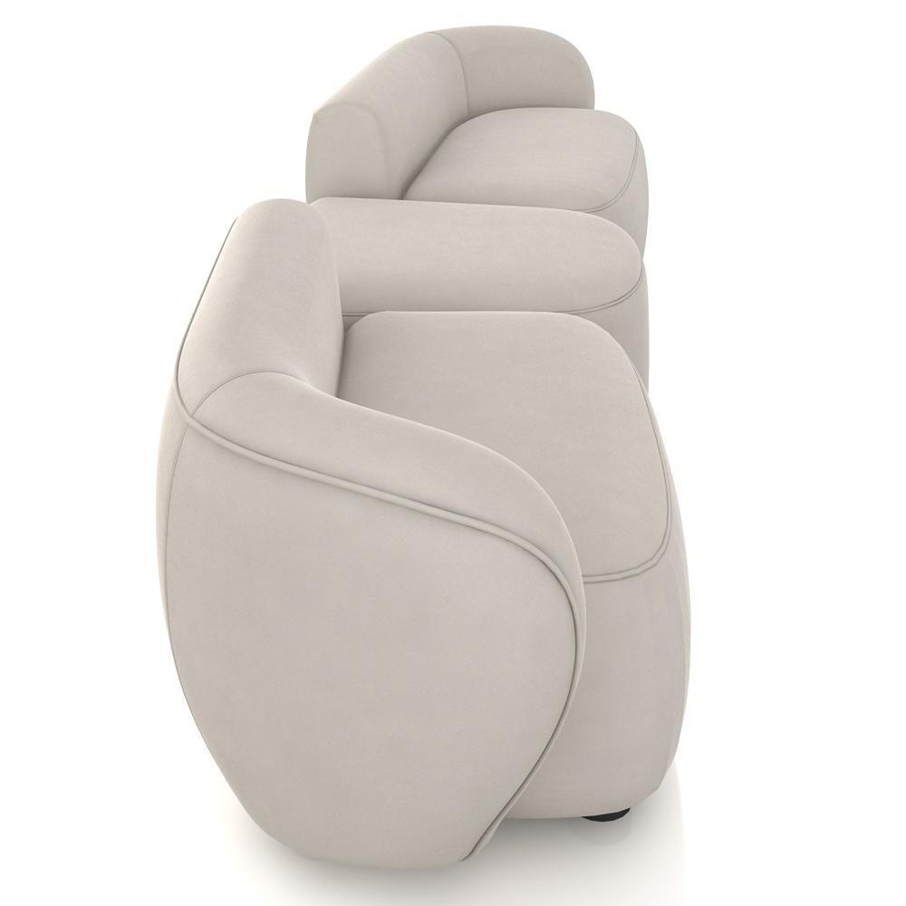 Sofá 3 Lugares Para Sala Living Orgânico Com Puff 302cm Luft P08 Veludo Bege - Lyam Decor - 7