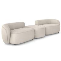 Sofá 3 Lugares Para Sala Living Orgânico Com Puff 302cm Luft P08 Veludo Bege - Lyam Decor - 1