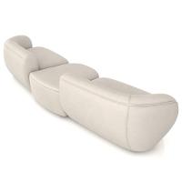 Sofá 3 Lugares Para Sala Living Orgânico Com Puff 302cm Luft P08 Veludo Bege - Lyam Decor - 6