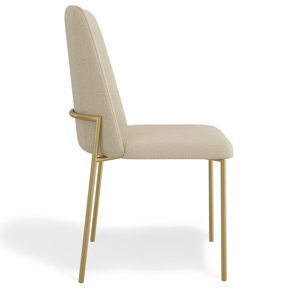 Cadeira Decorativa Estofada Para Sala De Jantar Dourada Bella L02 Linho Bege Escuro - Lyam Decor - 7