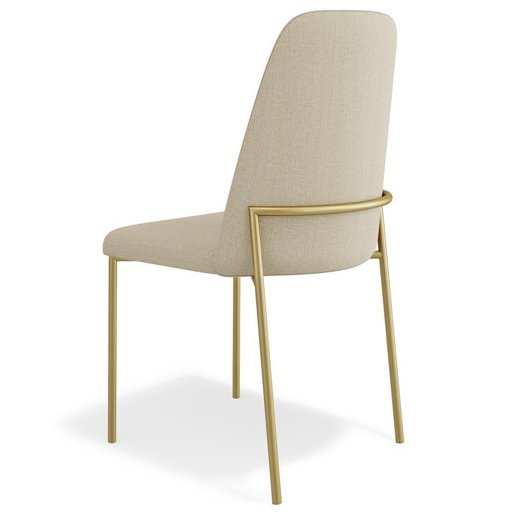 Cadeira Decorativa Estofada Para Sala De Jantar Dourada Bella L02 Linho Bege Escuro - Lyam Decor - 8