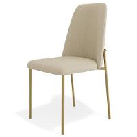 Cadeira Decorativa Estofada Para Sala De Jantar Dourada Bella L02 Linho Bege Escuro - Lyam Decor - 6