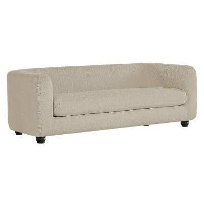 Sofá 3 Lugares Luxo Recepção Escritorio Sala Veneza 200cm Bouclé - Doce Sonho Móveis Bege