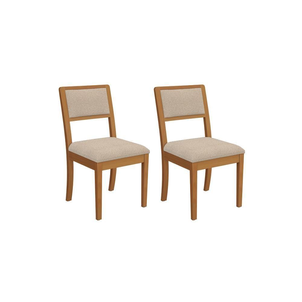Par De Cadeiras Em Madeira Maciça Kappesberg Alice Linho Mesclado Areia - 1