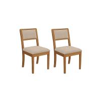 Par De Cadeiras Em Madeira Maciça Kappesberg Alice Linho Mesclado Areia - 1