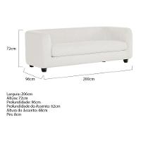 Sofá 3 Lugares Luxo Recepção Escritorio Sala Veneza 200cm Bouclé - Doce Sonho Móveis Branco - 8