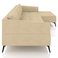 Sofá 3 Lugares Com Chaise Para Sala Living 292cm Tolstoi P08 Couro Bege - Lyam Decor - 3