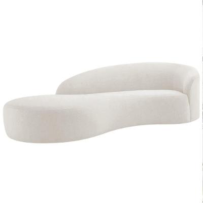 Divã Recamier Orgânico França 200cm Lado Esquerdo Bouclé - Doce Sonho Móveis Branco