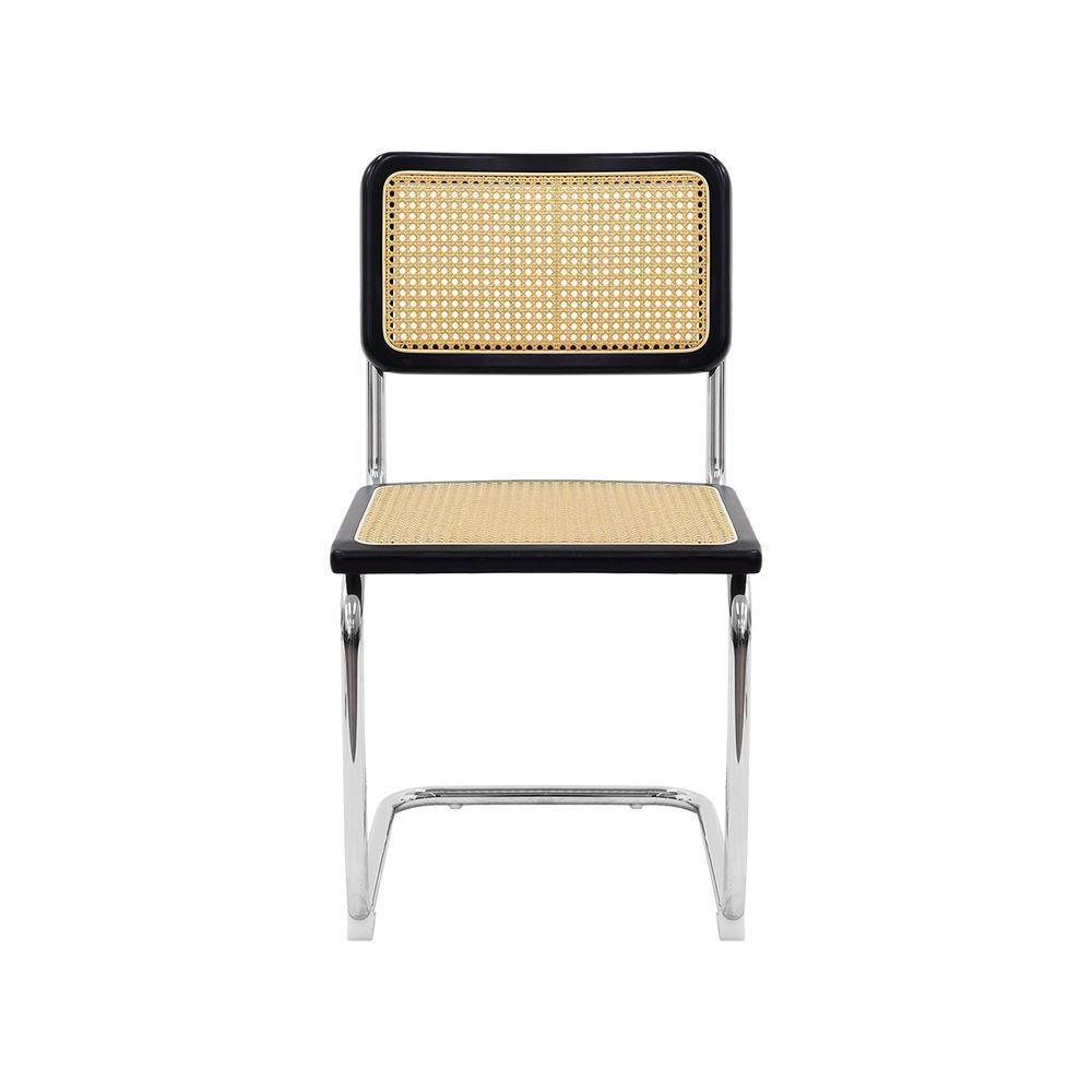 Cadeiras De Jantar Cesca Sem Braço Madeira Preta Base Inox - 2