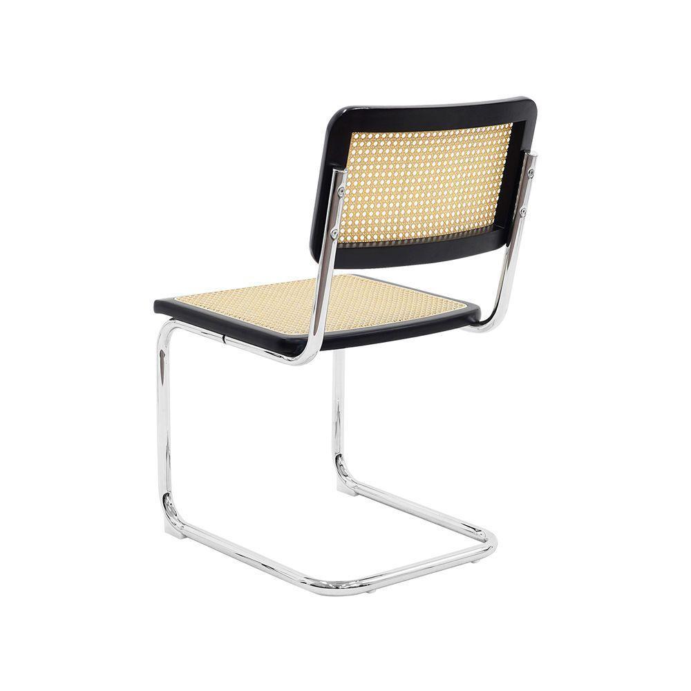 Cadeiras De Jantar Cesca Sem Braço Madeira Preta Base Inox - 5