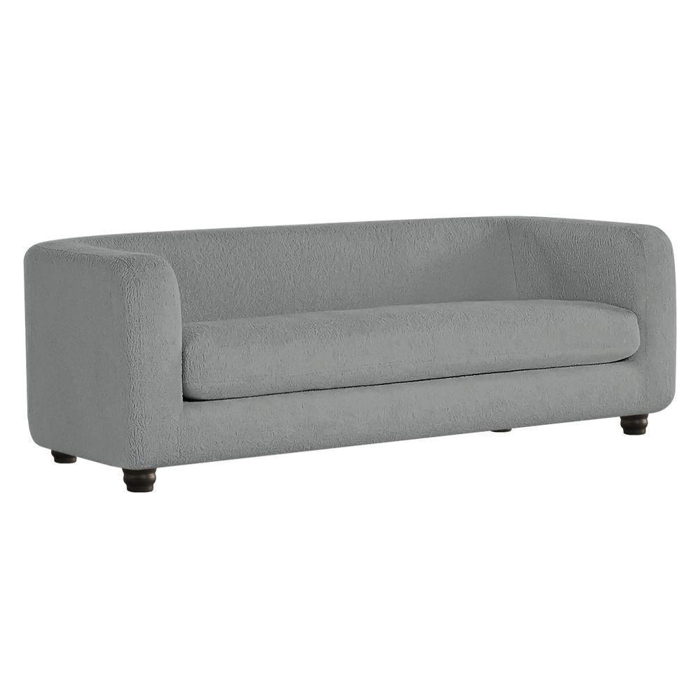 Sofá 3 Lugares Luxo Recepção Escritorio Sala Veneza 180cm Bouclé - Doce Sonho Móveis Cinza - 7