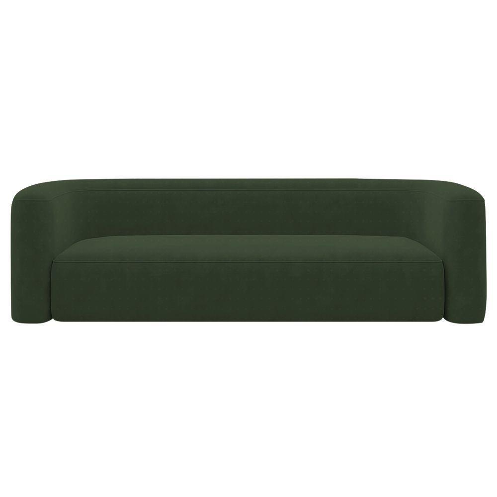 Sofá 3 Lugares 200cm Orgânico Luxo Recepção Melina Linho - Doce Sonho Moveis Verde - 2