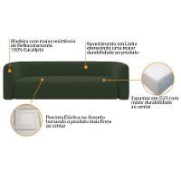 Sofá 3 Lugares 200cm Orgânico Luxo Recepção Melina Linho - Doce Sonho Moveis Verde