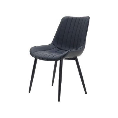 Cadeira De Jantar Chicago Vintage Preta Estofada