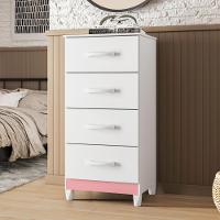 Comoda 4 Gavetas Alasca Branco Rosa - 1