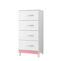 Comoda 4 Gavetas Alasca Branco Rosa - 2