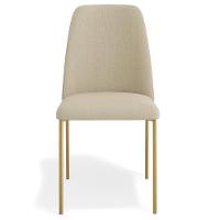 Kit 02 Cadeiras Decorativa Estofada Para Sala De Jantar Dourada Bella L02 Linho Bege Escuro - Lyam Decor - 3