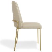 Kit 02 Cadeiras Decorativa Estofada Para Sala De Jantar Dourada Bella L02 Linho Bege Escuro - Lyam Decor - 6