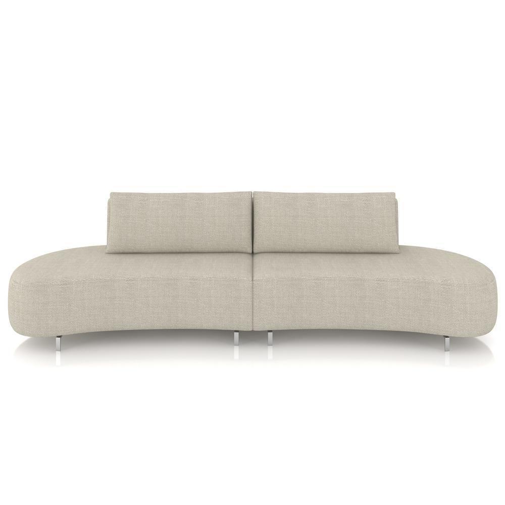 Sofá 4 Lugares Para Sala Living Orgânico Pés Metálicos 260cm Shui P08 Linho Bege - Lyam Decor - 2