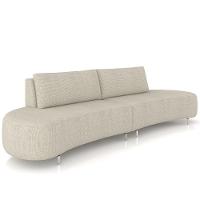 Sofá 4 Lugares Para Sala Living Orgânico Pés Metálicos 260cm Shui P08 Linho Bege - Lyam Decor - 1