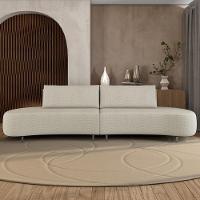 Sofá 4 Lugares Para Sala Living Orgânico Pés Metálicos 260cm Shui P08 Linho Bege - Lyam Decor