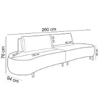 Sofá 4 Lugares Para Sala Living Orgânico Pés Metálicos 260cm Shui P08 Linho Bege - Lyam Decor - 7