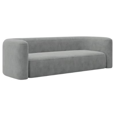 Sofá 3 Lugares 180cm Orgânico Luxo Recepção Melina Bouclé - Doce Sonho Moveis Cinza Escuro