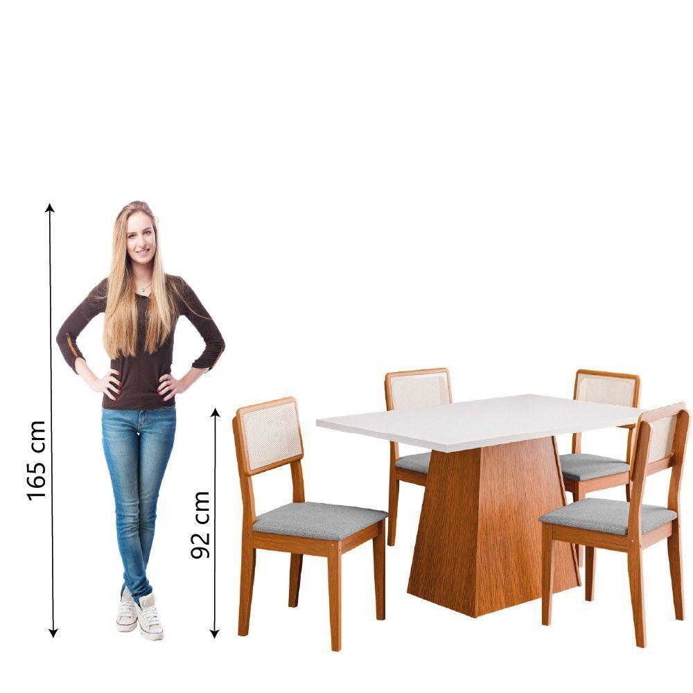 Conjunto Sala De Jantar Mesa 1,36m Trento 4 Cadeiras Santiago Dobuê Madeirado / Cinza - 2