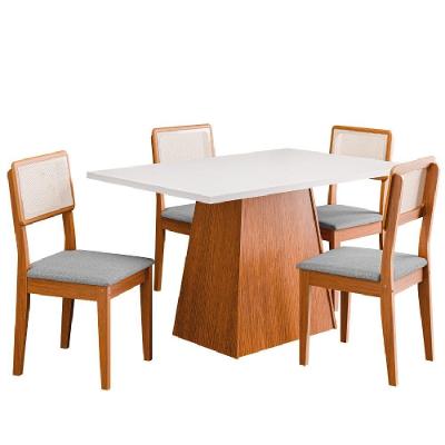Conjunto Sala De Jantar Mesa 1,36m Trento 4 Cadeiras Santiago Dobuê Madeirado / Cinza