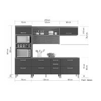 Cozinha Modulada Completa Princesa 4 Peças 1 Aéreo + 2 Balcões + 1 Paneleiro C6p64 Freijó Off White - 7