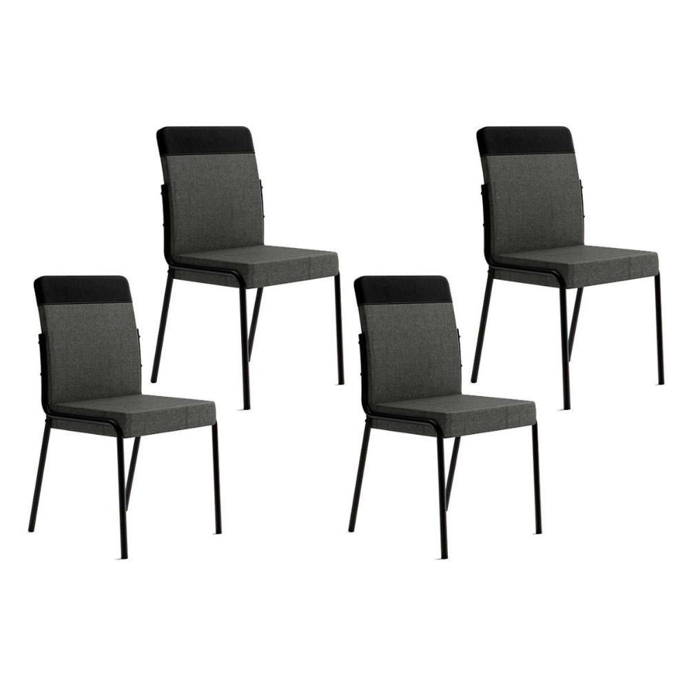 Kit 4 Cadeiras De Cozinha Duo 1739 4 Uni Preto Grafite Preto - 1