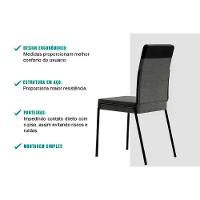 Kit 6 Cadeiras Sala Jantar Duo 1739 6 Uni Pretografite Preto Carraro - 3
