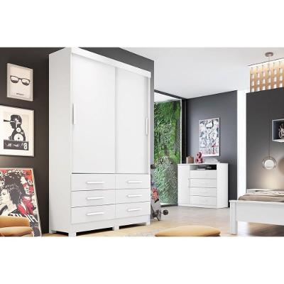 Guarda Roupa Solteiro 2 Portas E 6 Gavetas Jequitibá-buriti Branco